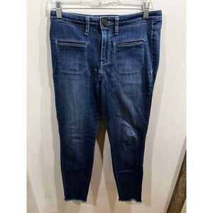 Maison Jules Jeans Womens 8/29 Skinny Ankle Blue Frayed Mid Rise Denim Festival